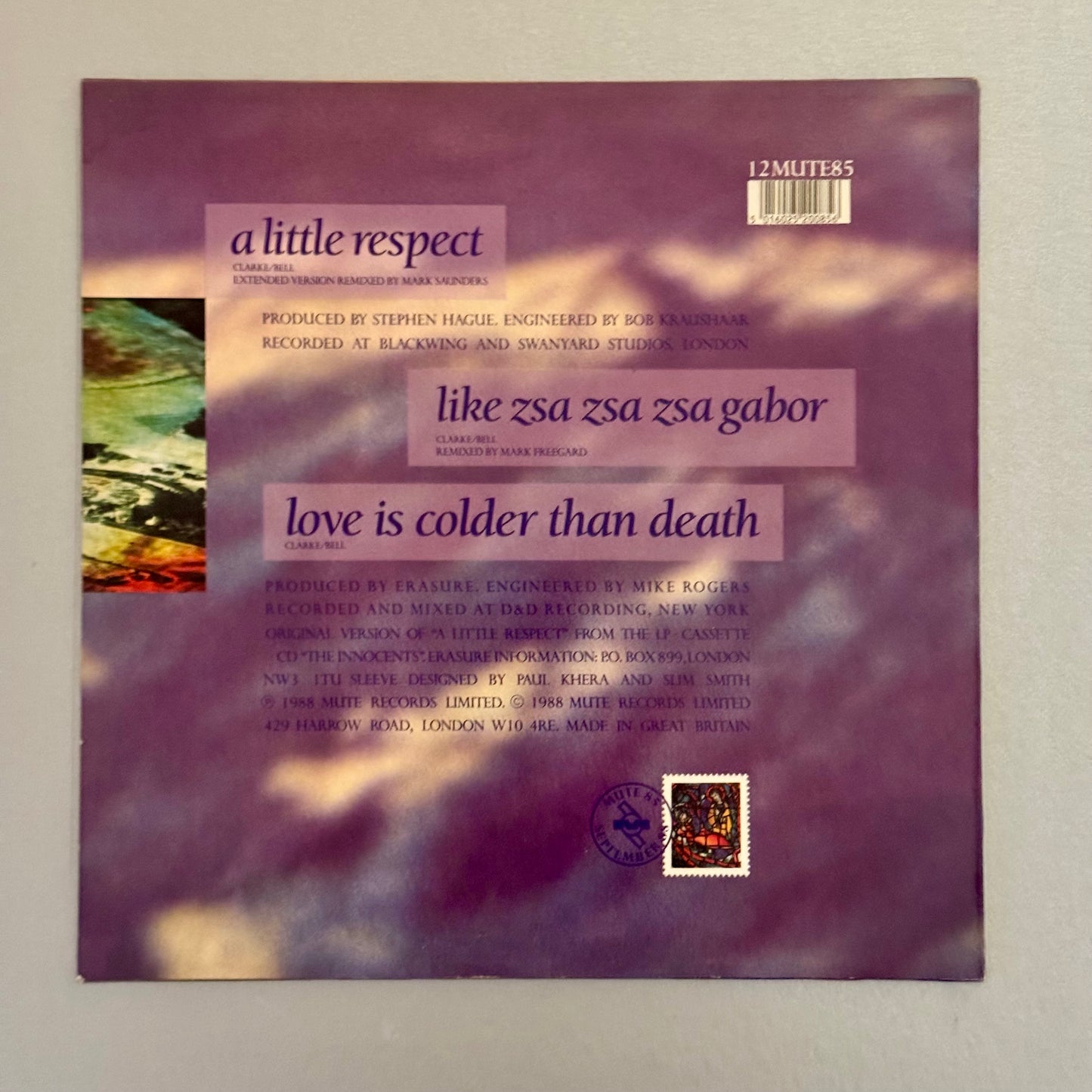 Erasure A Little Respect UK 12” single