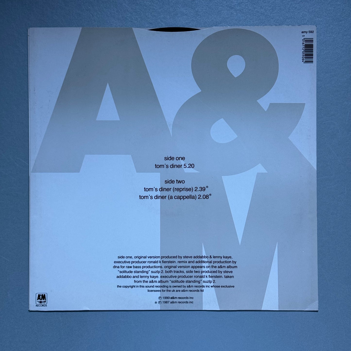 D.N.A. feat. Suzanne Vega Tom's Diner UK 12" single