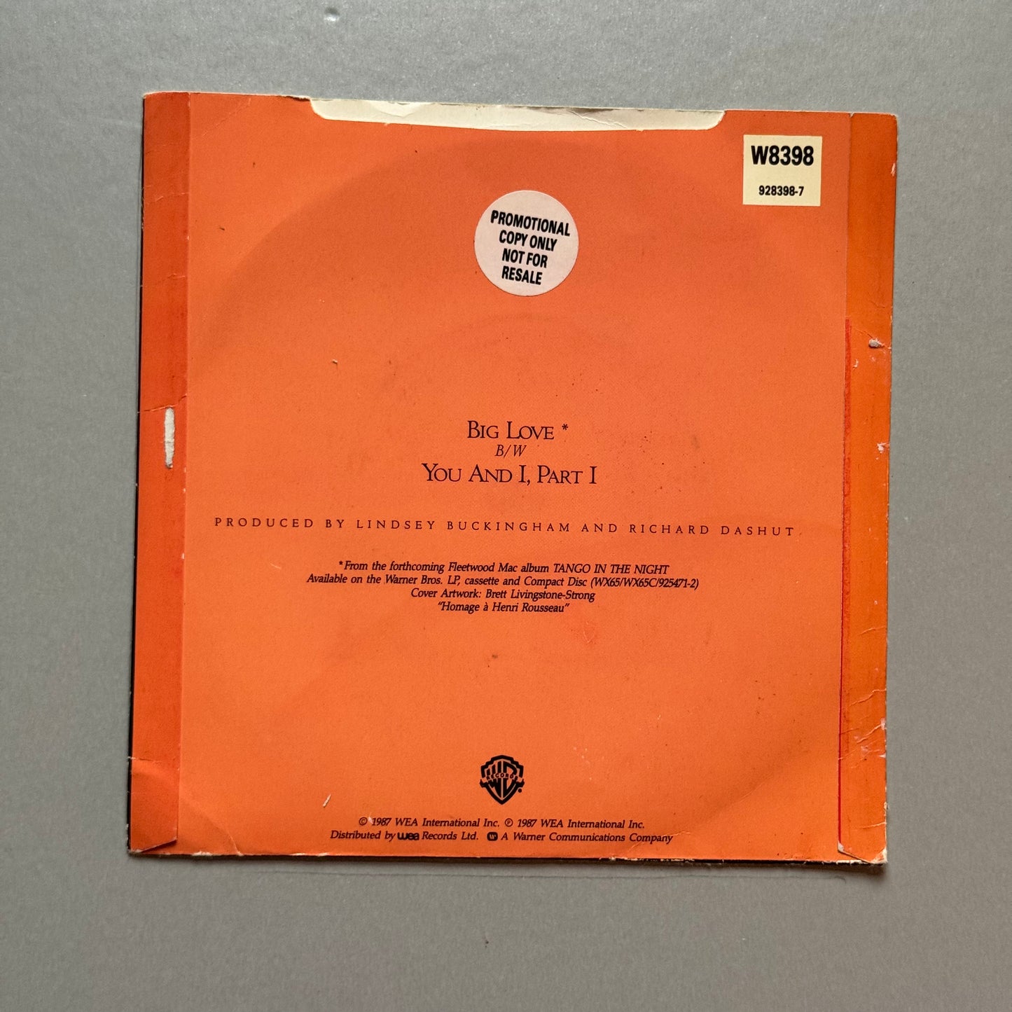 Fleetwood Mac Big Love UK 7” single