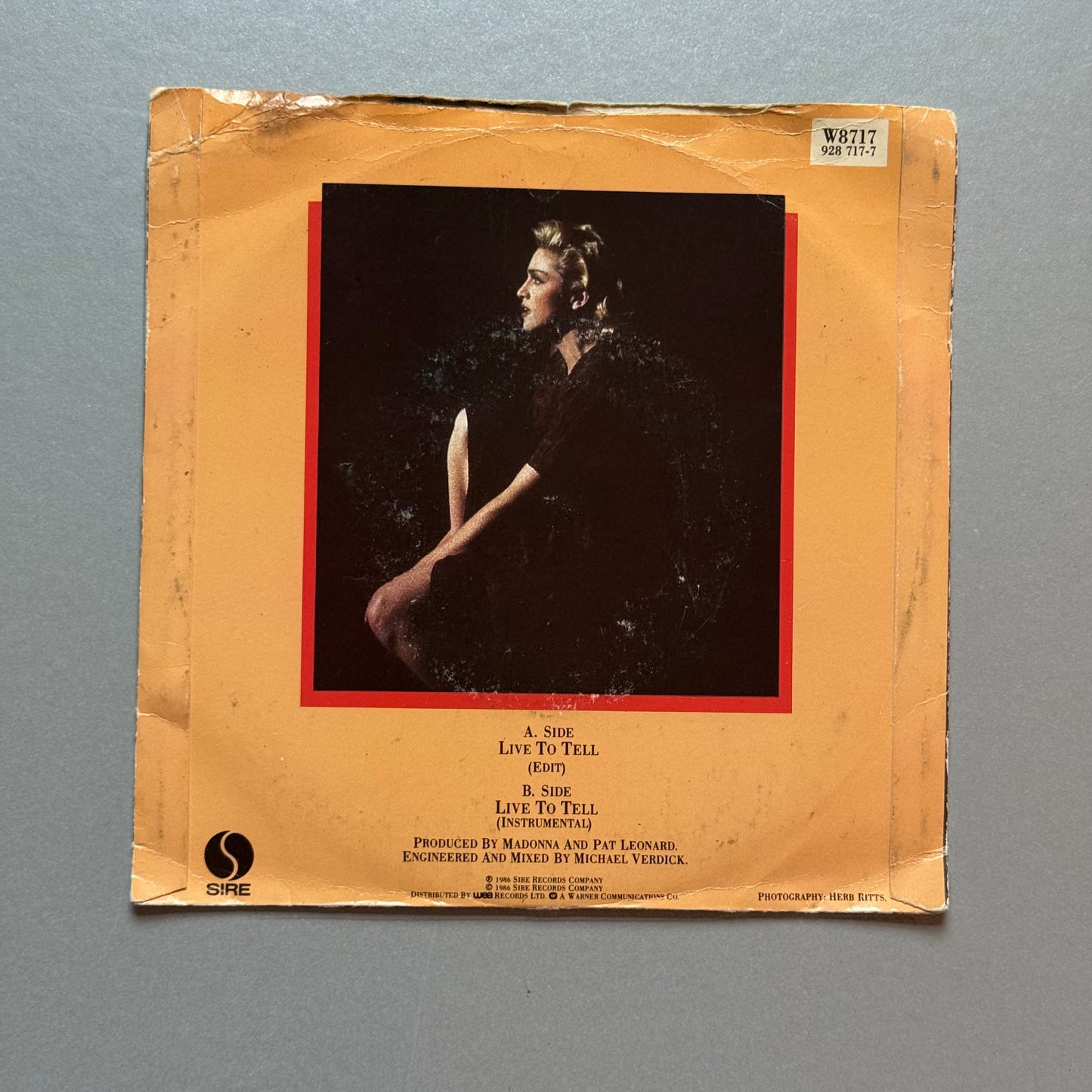 Madonna Live to Tell UK 7” single