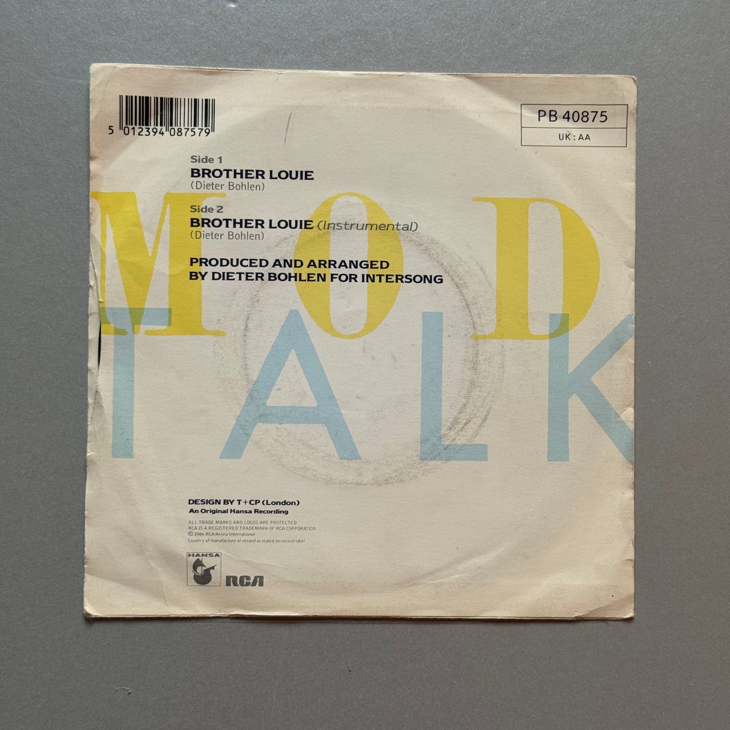 Modern Talking Brother Louie UK 7” single