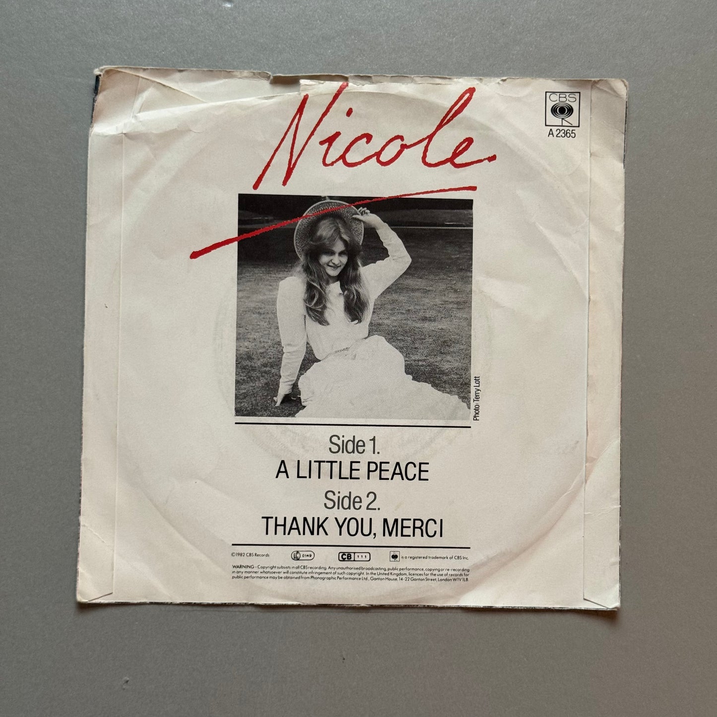 Nicole A Little Peace UK 7” single