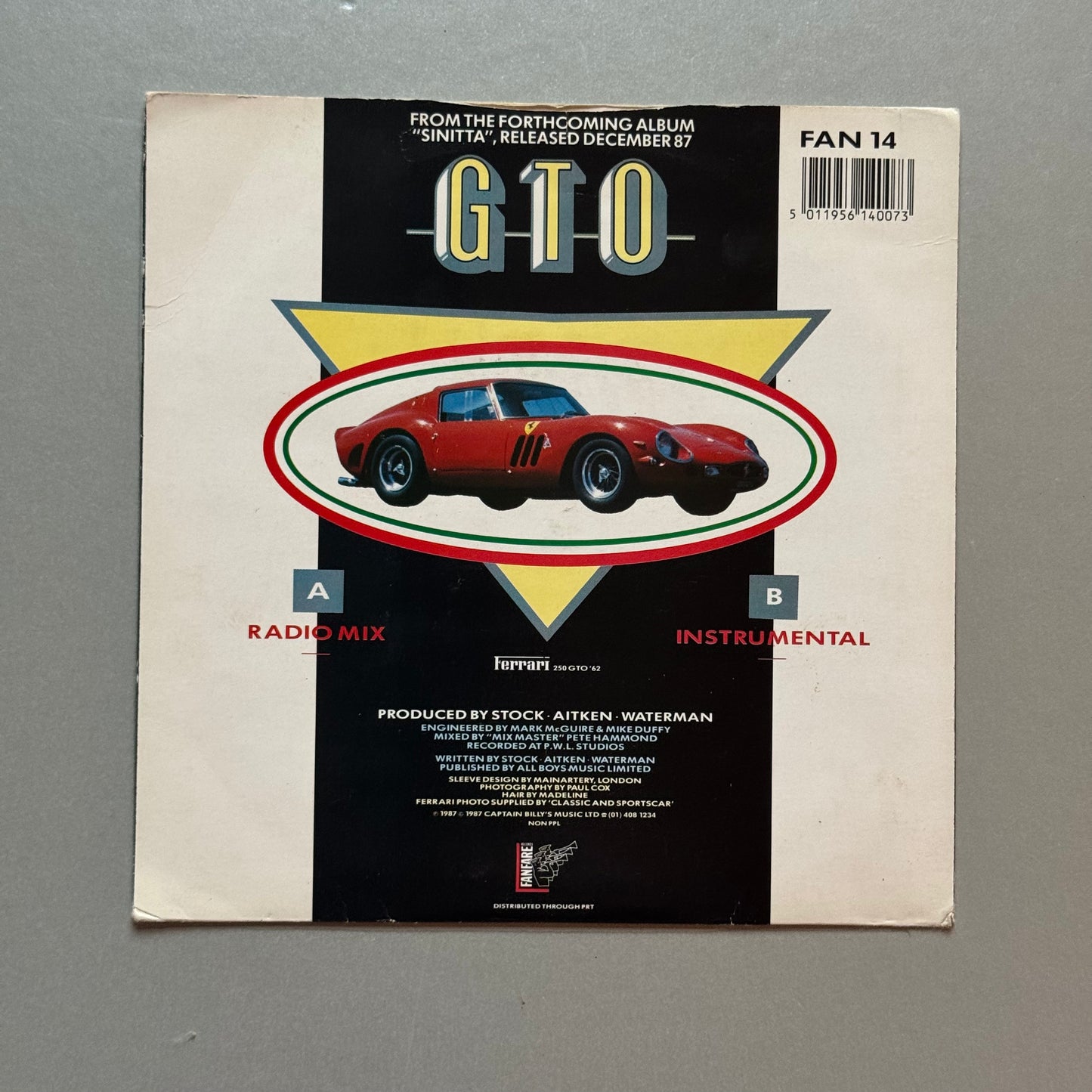 Sinitta GTO UK 7” single