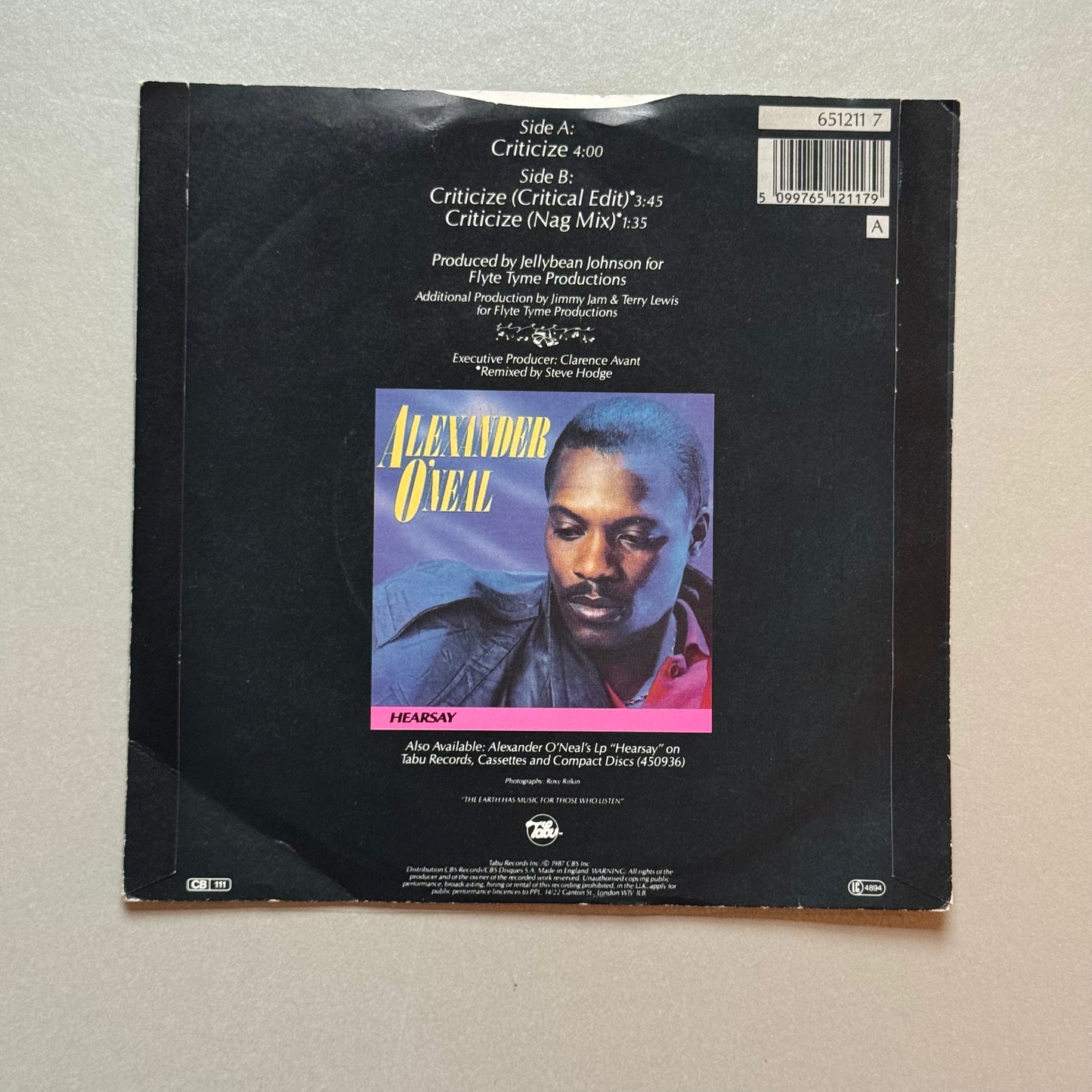 Alexander O’Neal Criticize UK 7” single