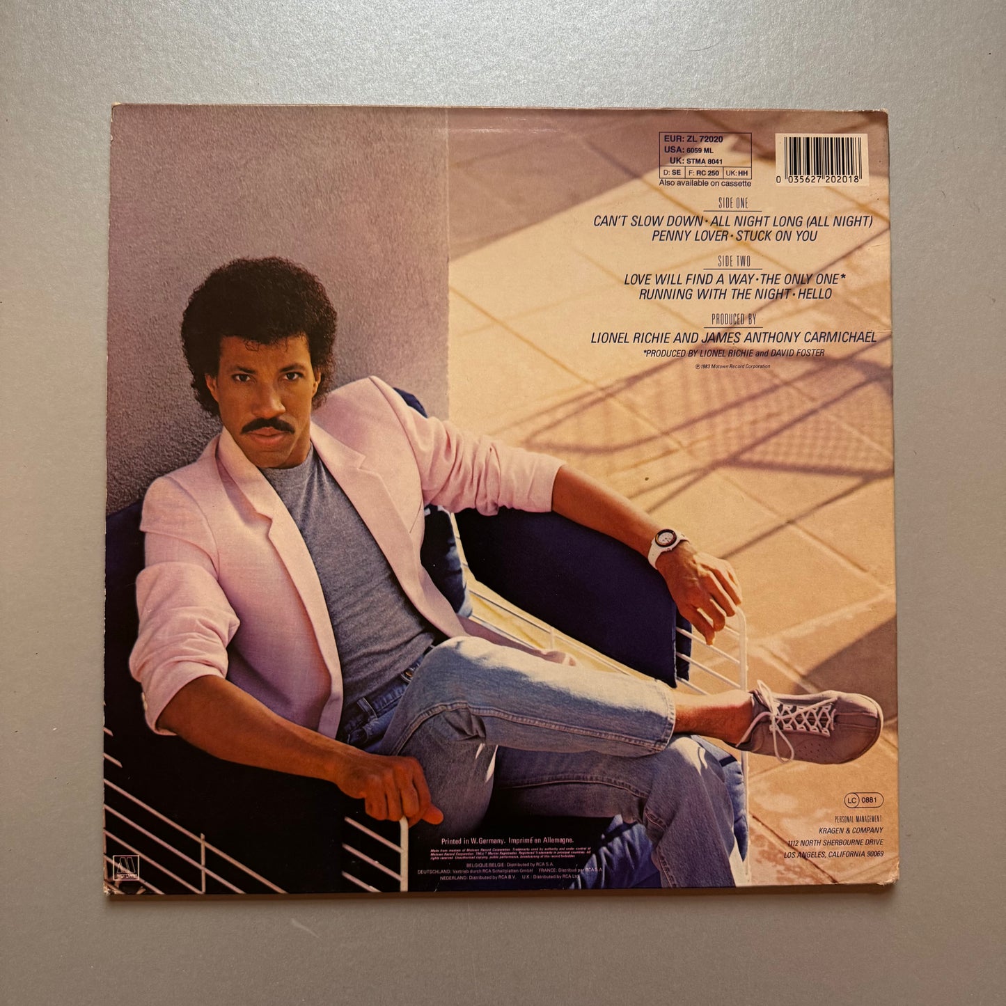 Lionel Richie Can't Slow Down UK vinyl LP