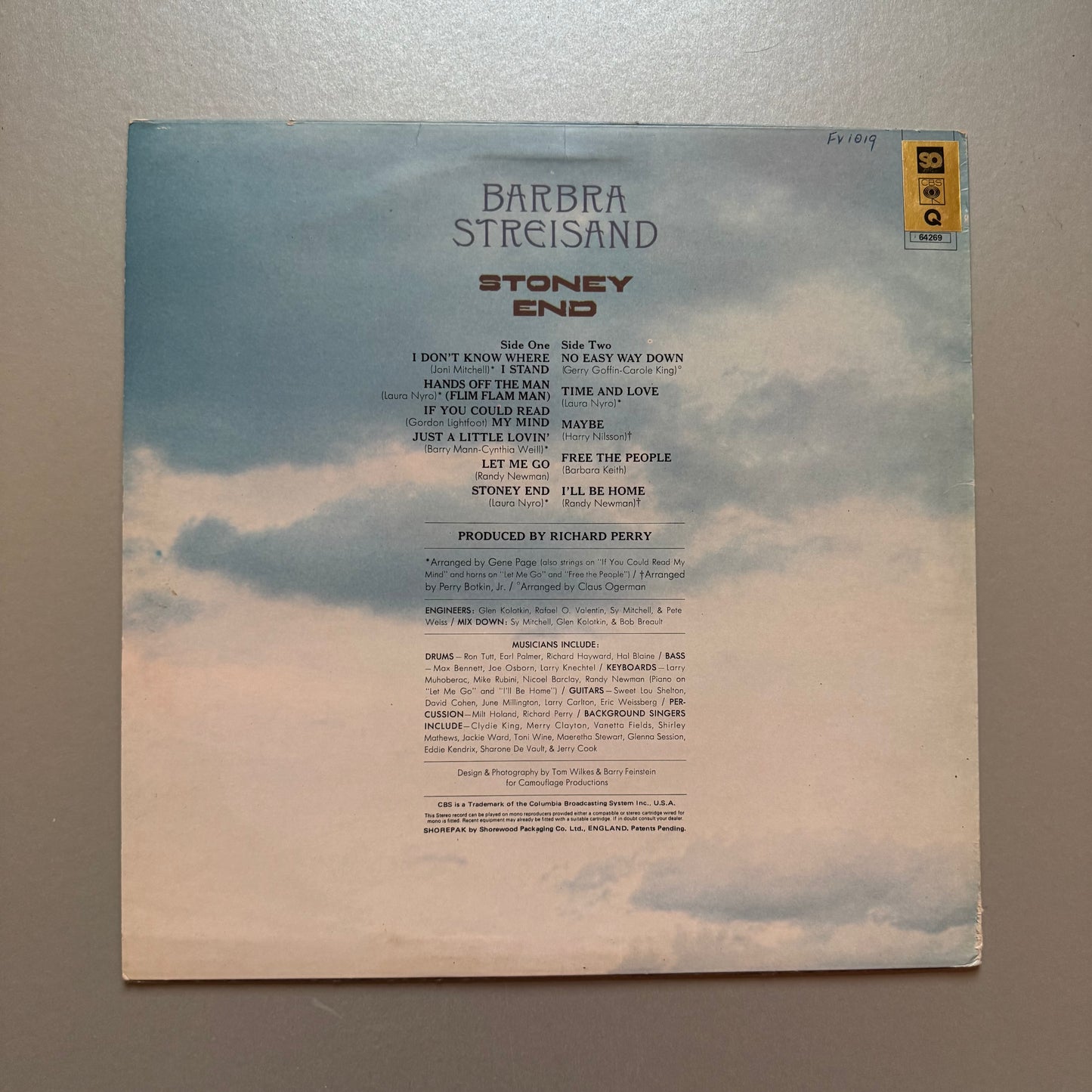 Barbra Streisand Stoney End UK vinyl LP
