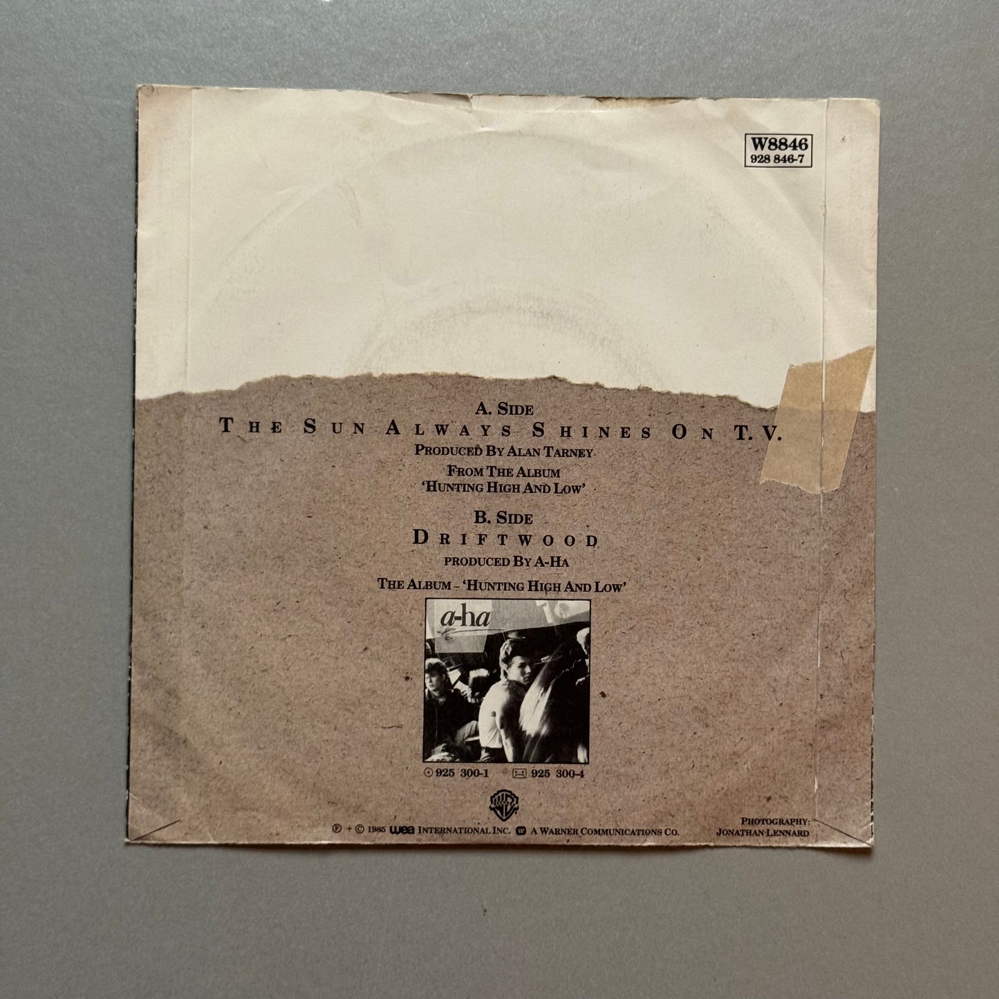A-ha The Sun Always Shines on TV UK 7” single