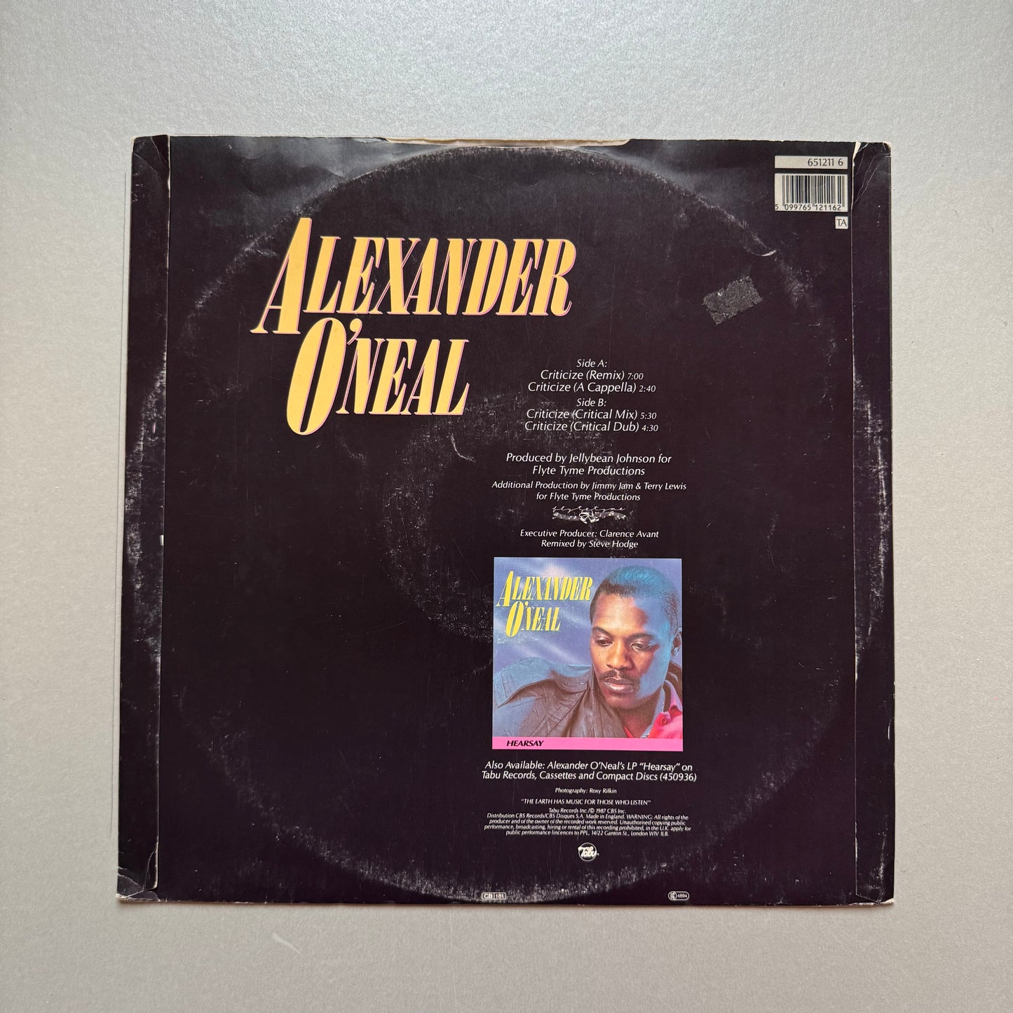 Alexander O’Neil Criticize UK 12" single