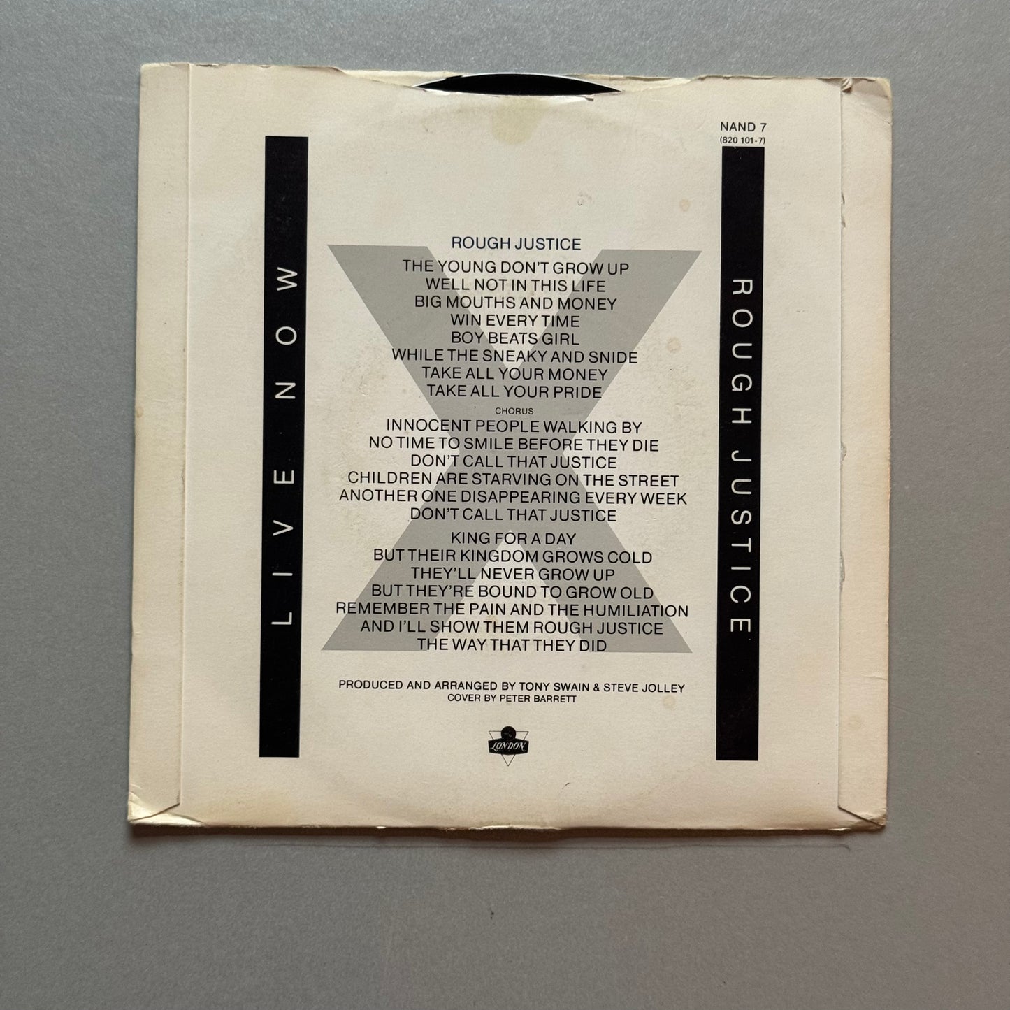 Bananarama Rough Justice UK 7” single w/lenticular sleeve