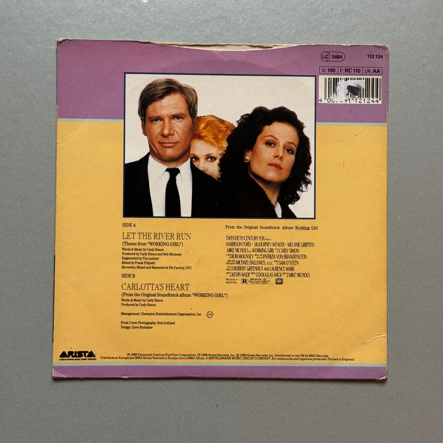 Carly Simon Let the River Run (Theme From Working Girl) UK 7” single