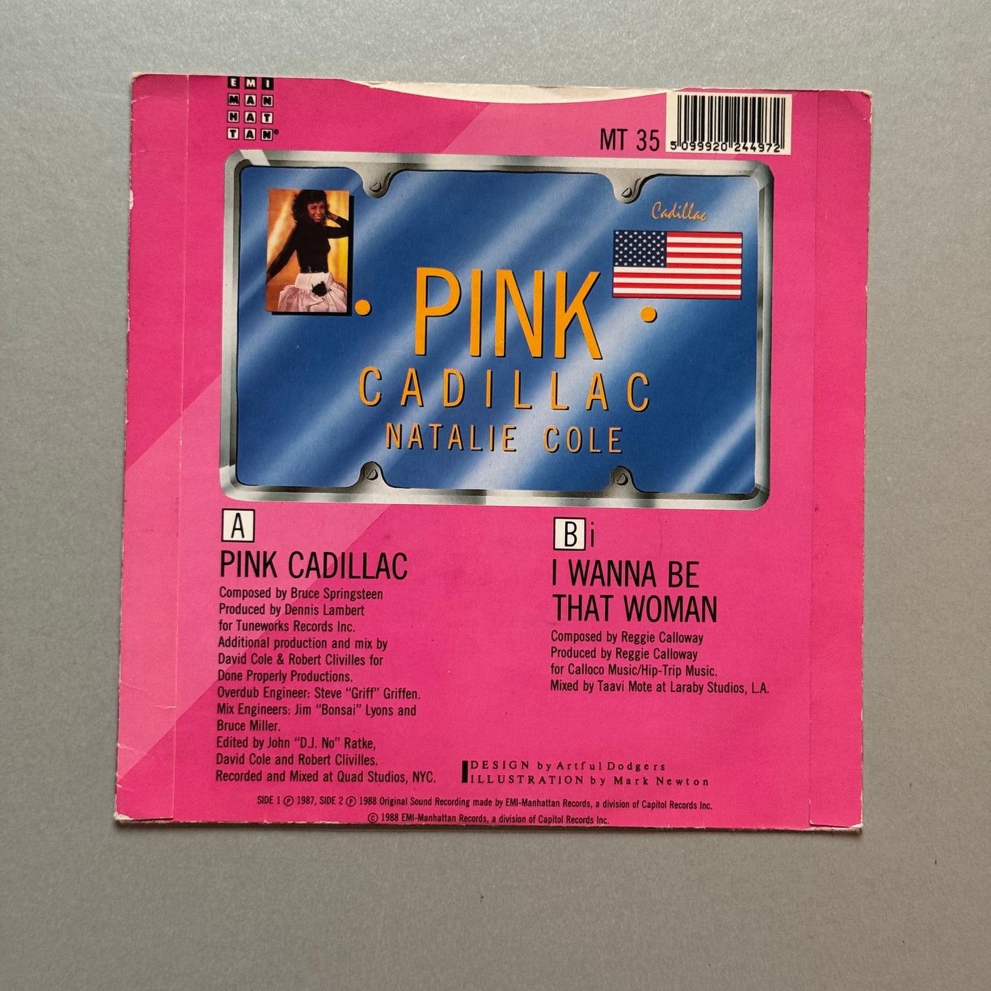 Natalie Cole Pink Cadillac (Turbo Mix) UK 7” single