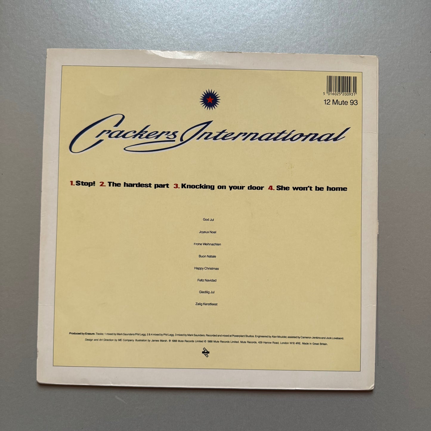 Erasure Crackers International EP UK 12" single