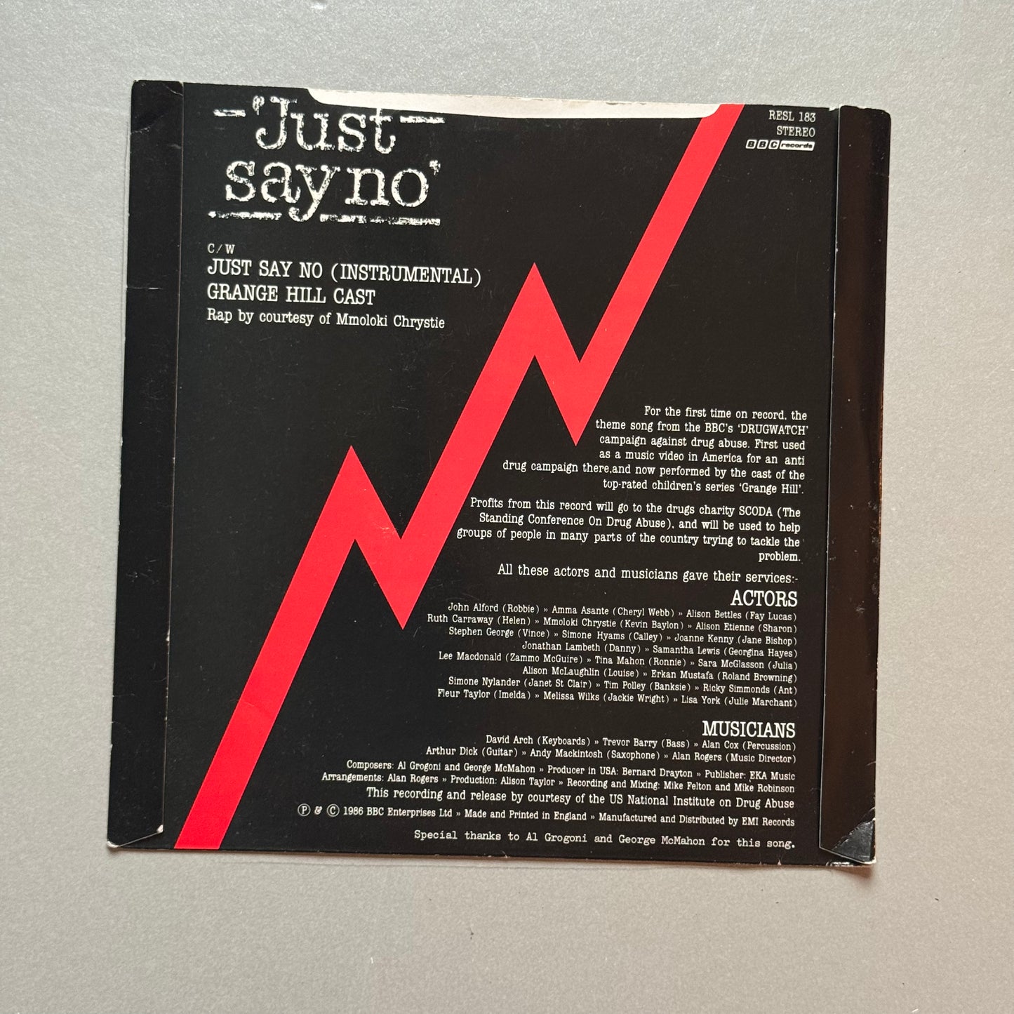 Grange Hill Cast Just Say No UK 7” single