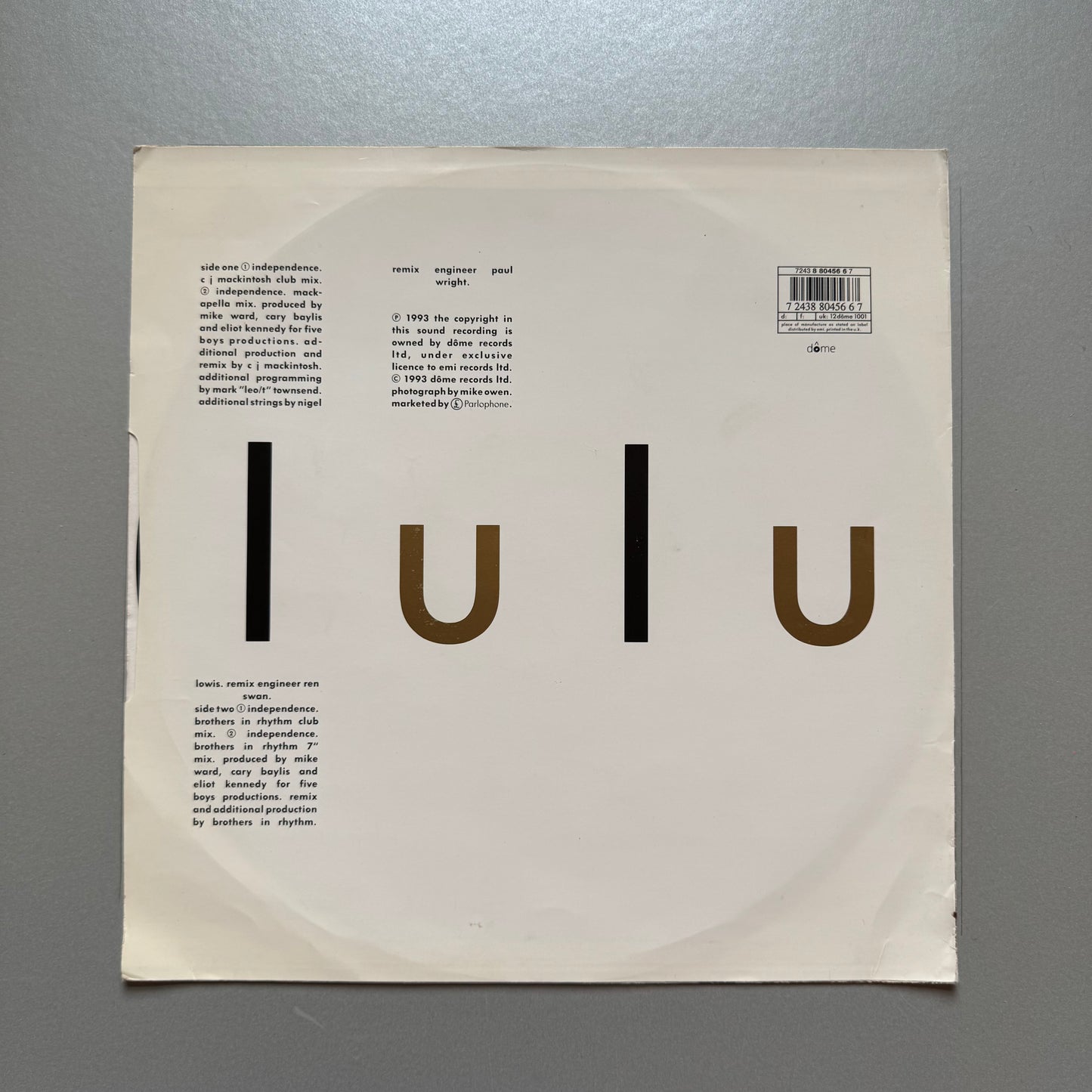 Lulu Independence UK 12" single