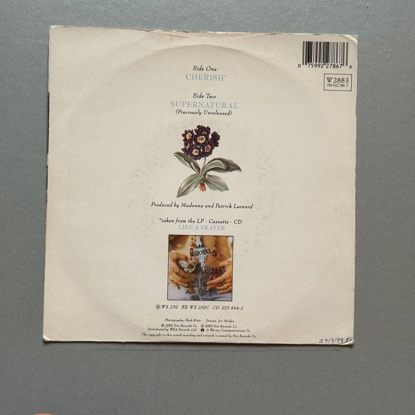 Madonna Cherish UK 7” single