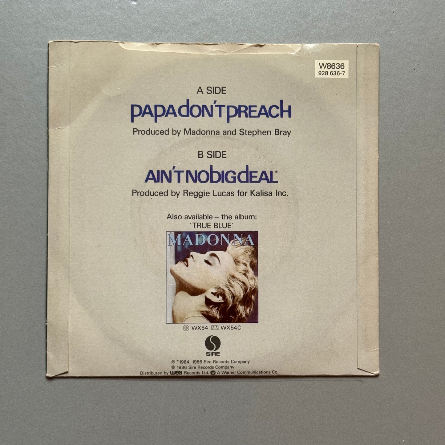 Madonna Papa Don't Preach UK 7” single
