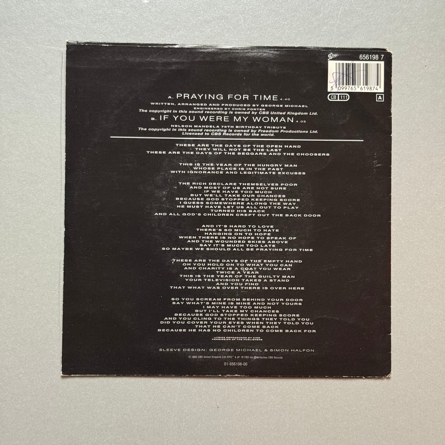 George Michael Praying for Time UK 7” single