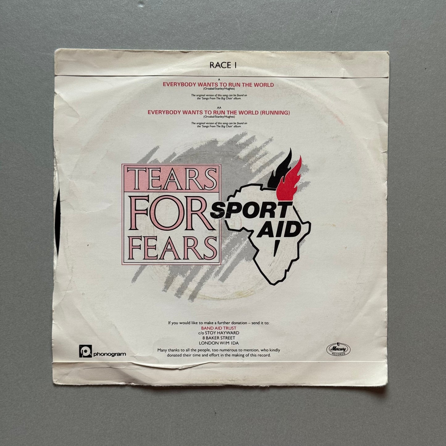Tears For Fears Everybody Wants to Run the World UK 7” single