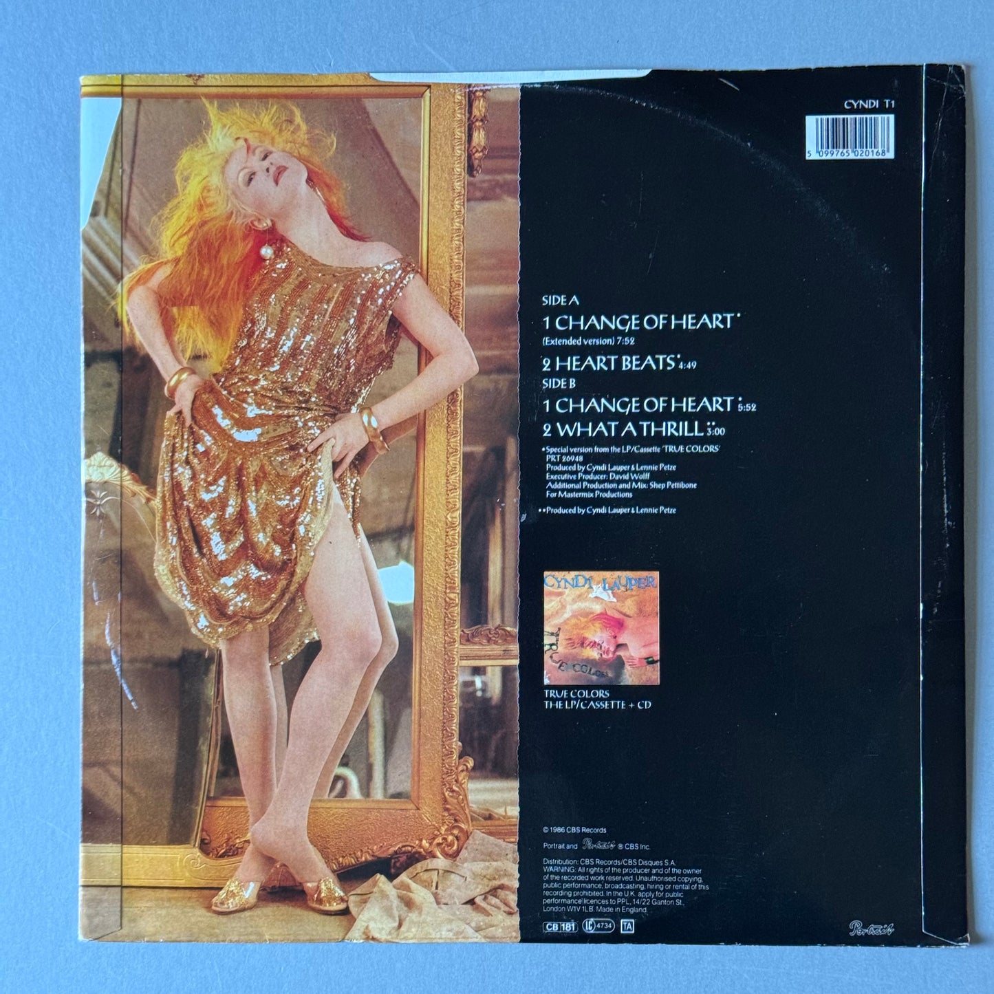 Cyndi Lauper Change of Heart UK 12” single