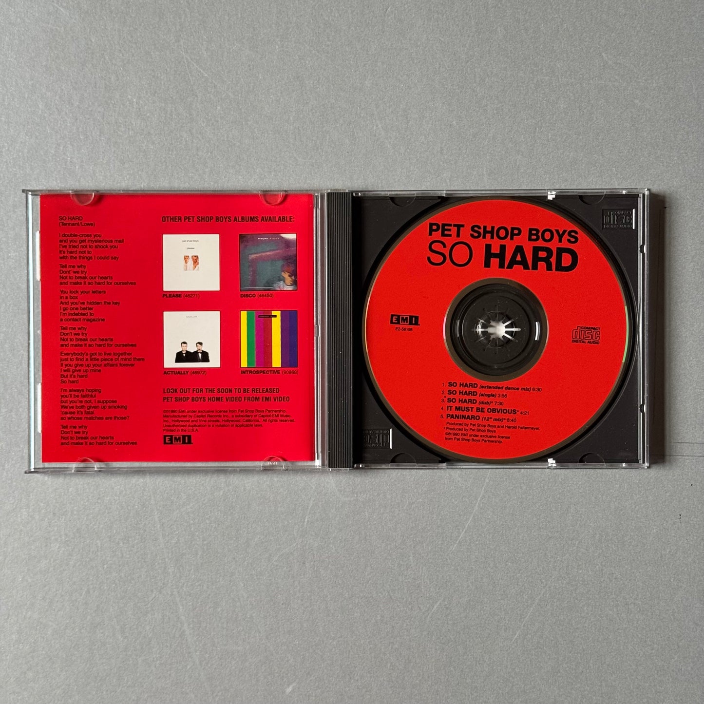Pet Shop Boys So Hard US 1990 Maxi CD single