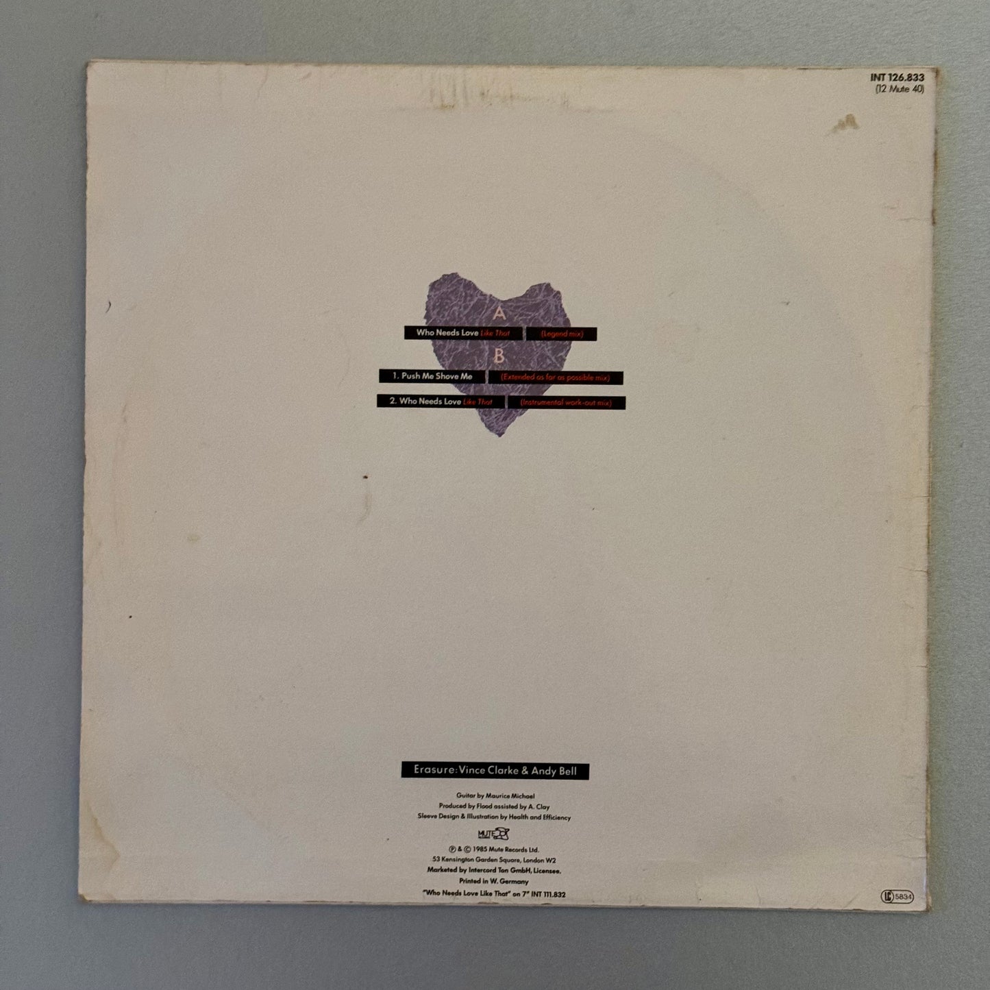Erasure Who Needs Love Like That German 12” maxi single