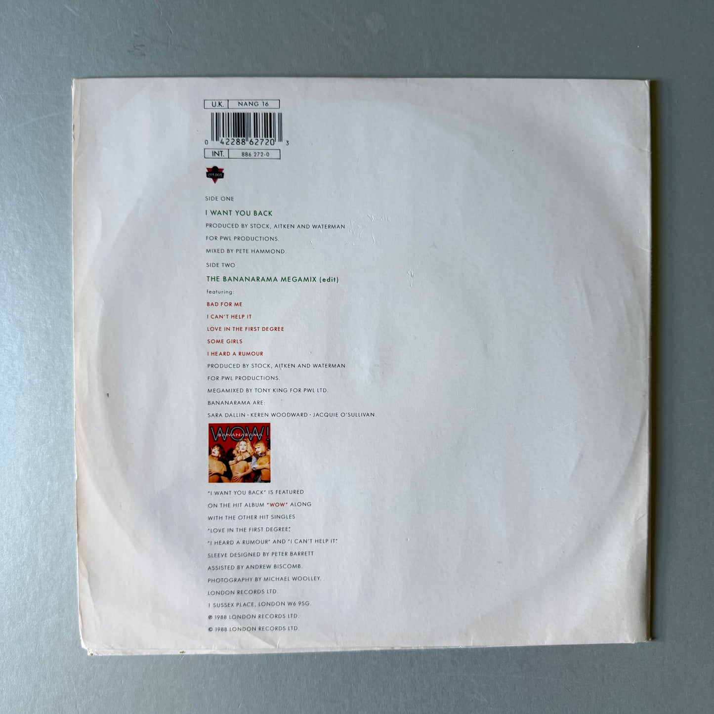 Bananarama I Want You Back UK 10” single