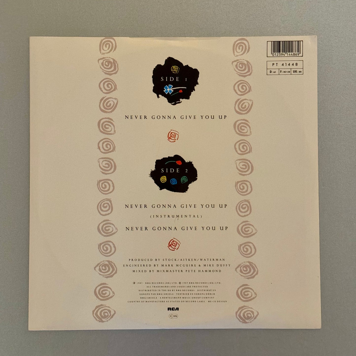 Rick Astley Never Gonna Give You Up 12" single