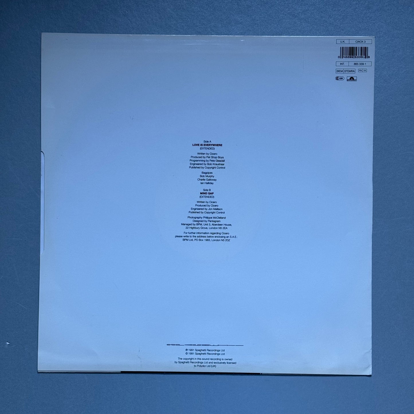 Cicero Love is Everywhere UK 12" single