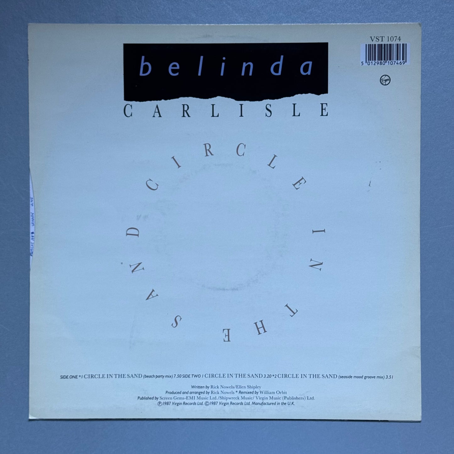 Belinda Carlisle Circle in the Sand UK 12" single