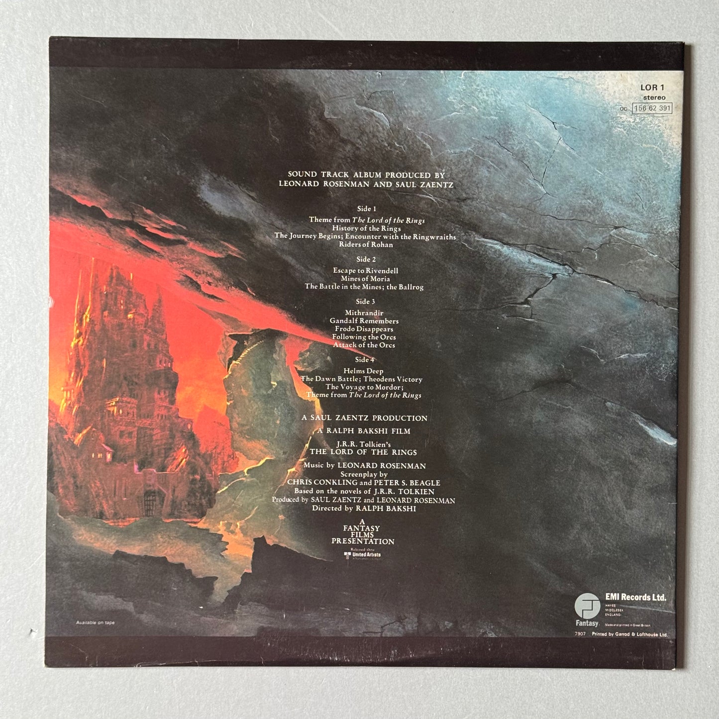 The Lord of the Rings Original 1978 Soundtrack vinyl 2LP