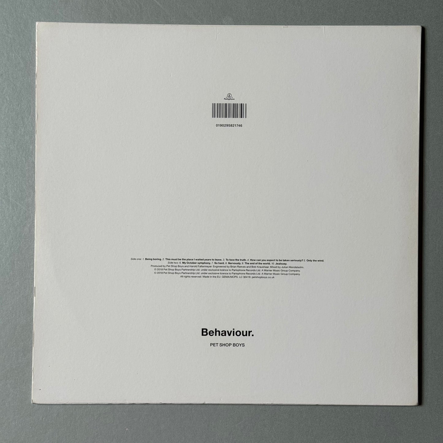 Pet Shop Boys Behaviour 2018 Remaster vinyl LP