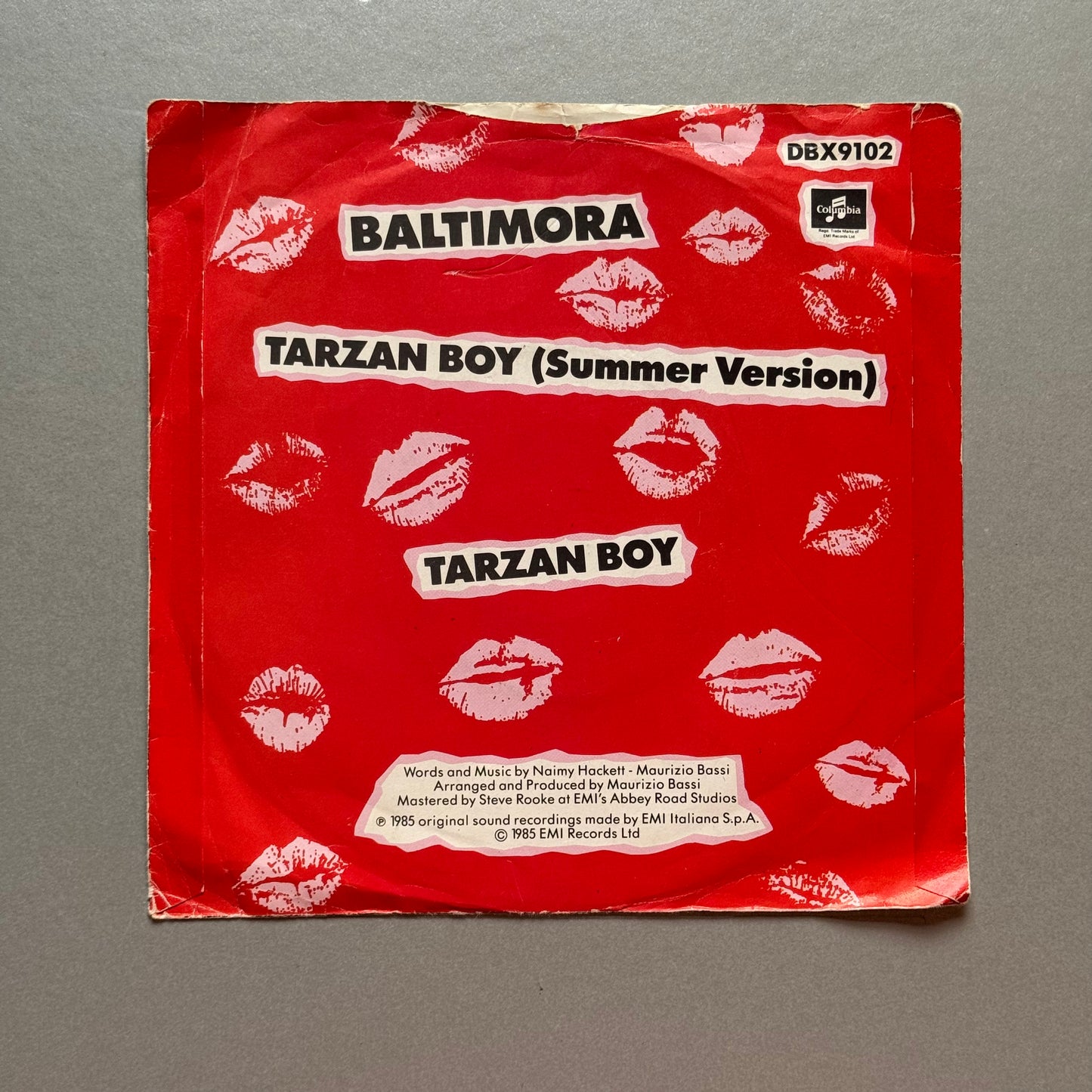 Baltimora Tarzan Boy UK 7” single