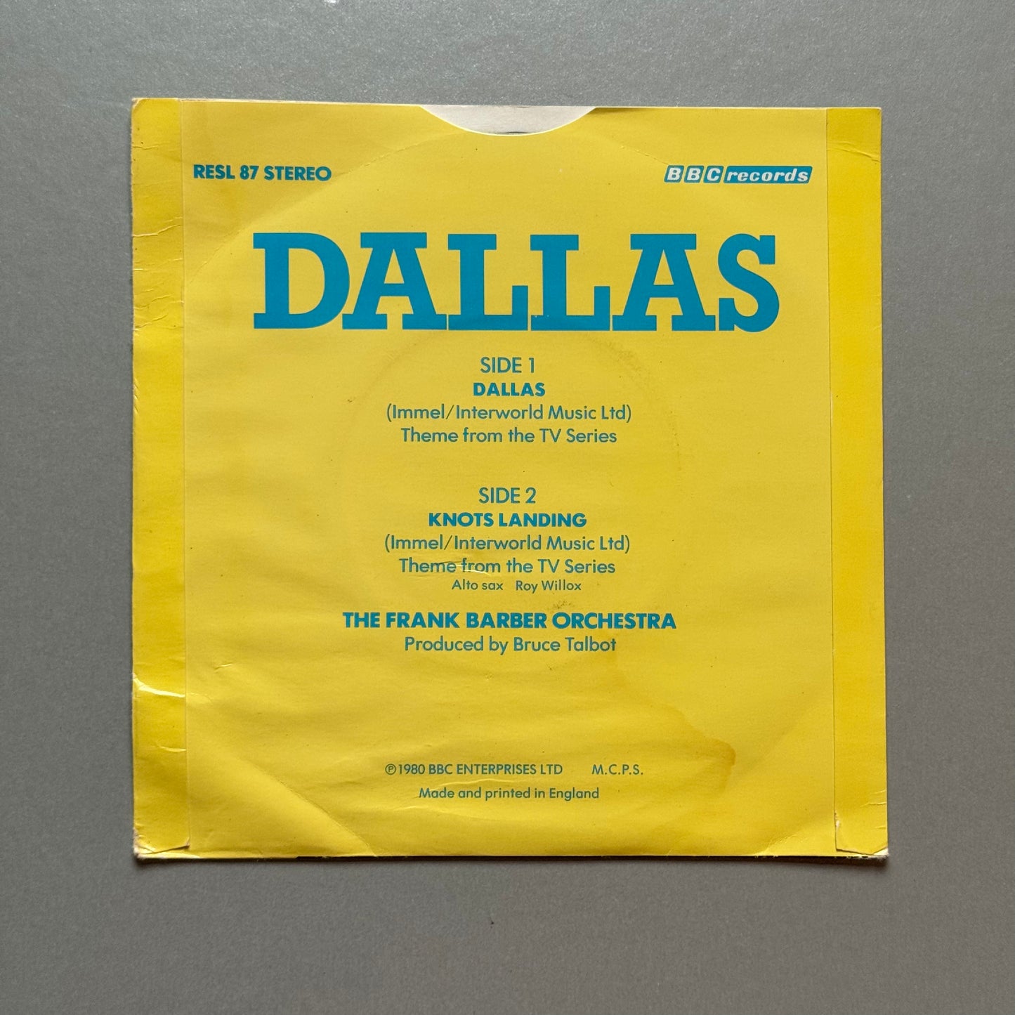 The Frank Barber Orchestra Dallas/Knots Landing UK 7” single