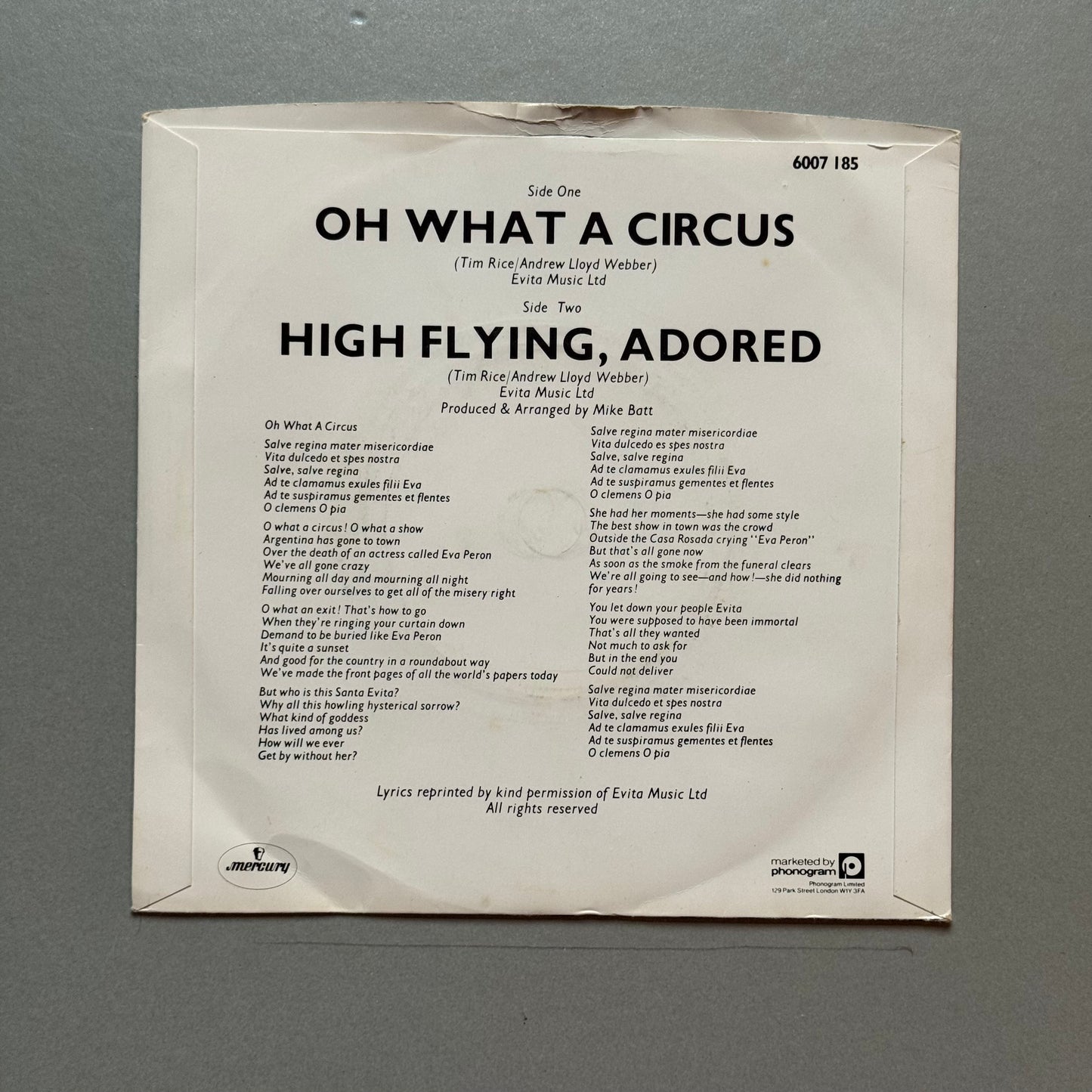 David Essex Oh What a Circus UK 7” single