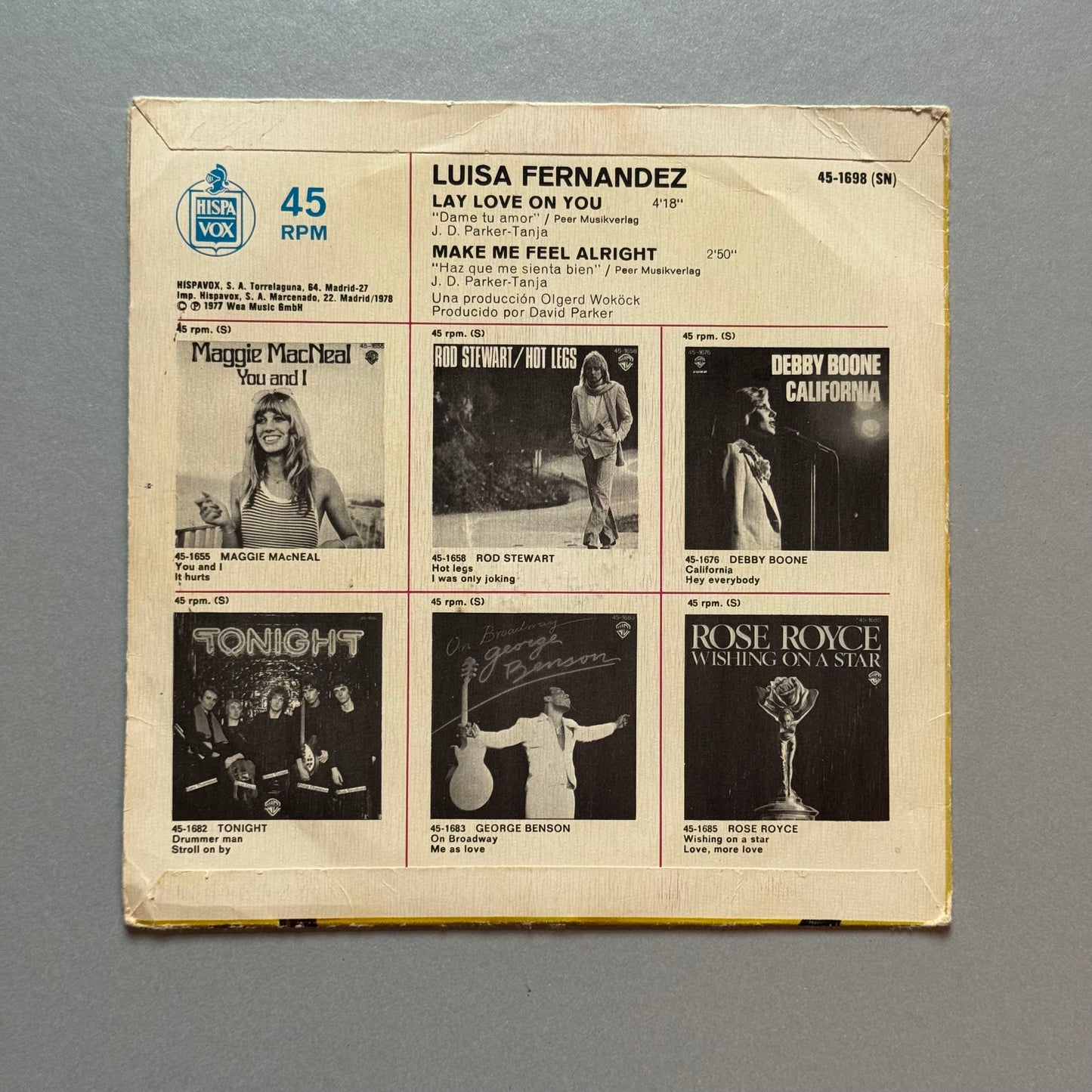 Luisa Fernandez Lay Love On You UK 7” single