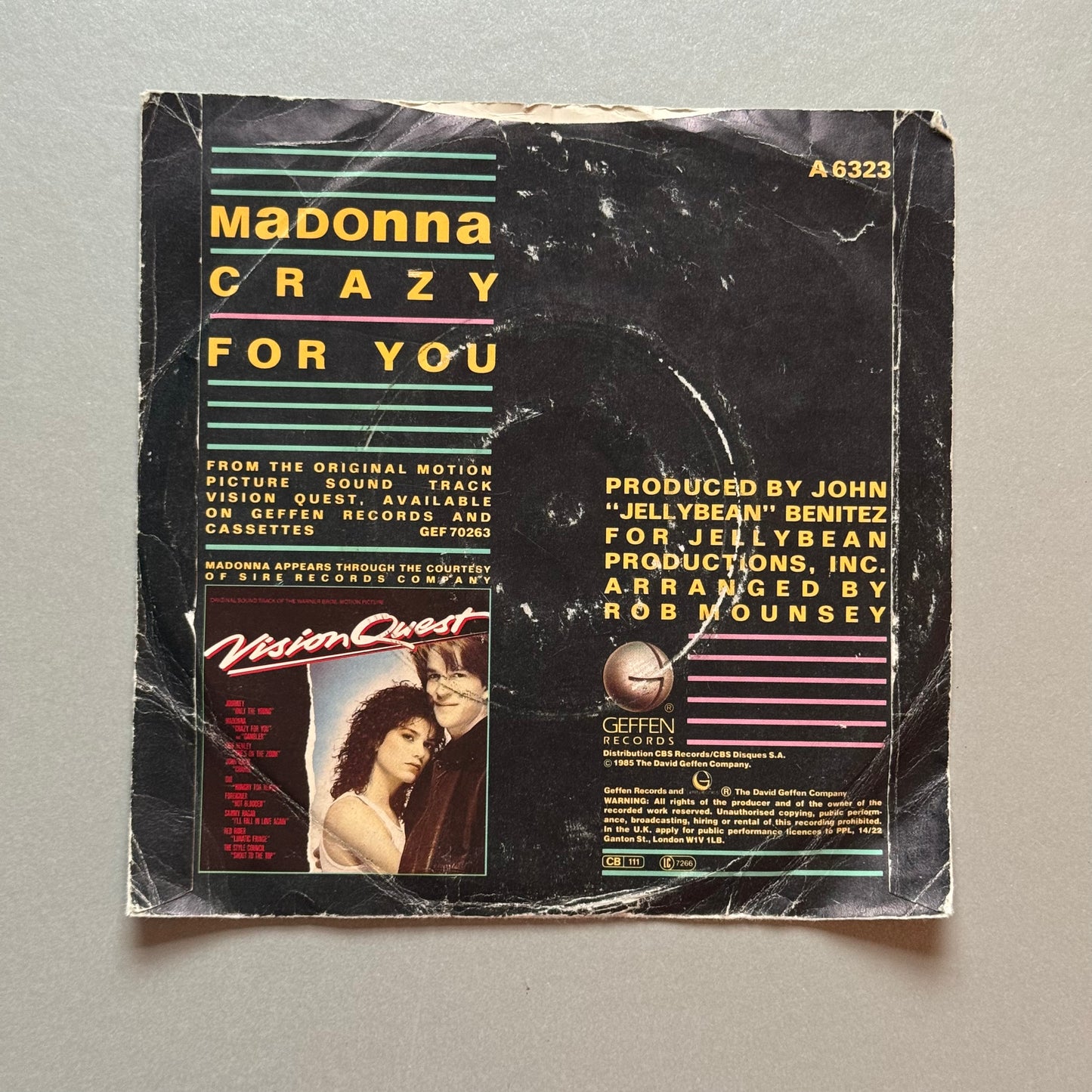 Madonna Crazy For You UK 7" single