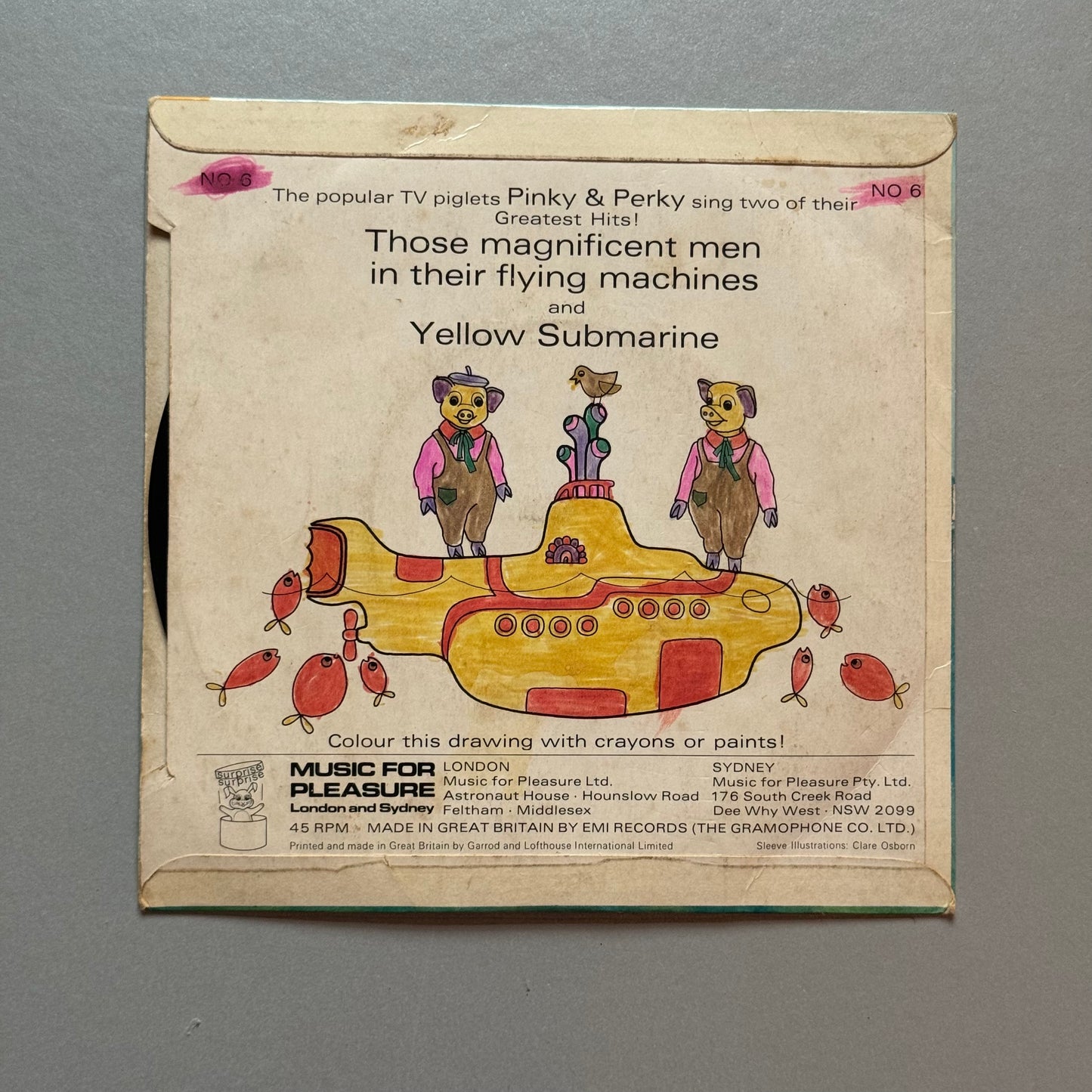 Pinky and Perky Those Magnificent Men in Their Flying Machines/Yellow Submarine UK 7” single