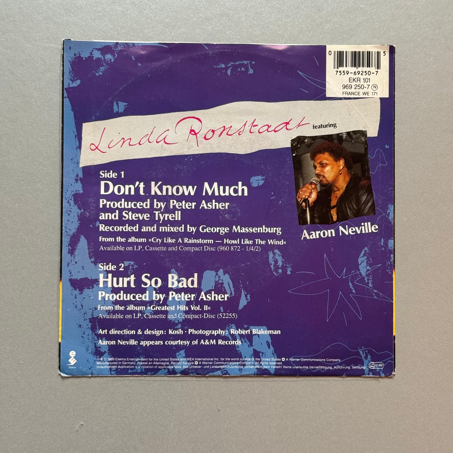 Linda Ronstadt featuring Aaron Neville Don’t Know Much UK 7” single