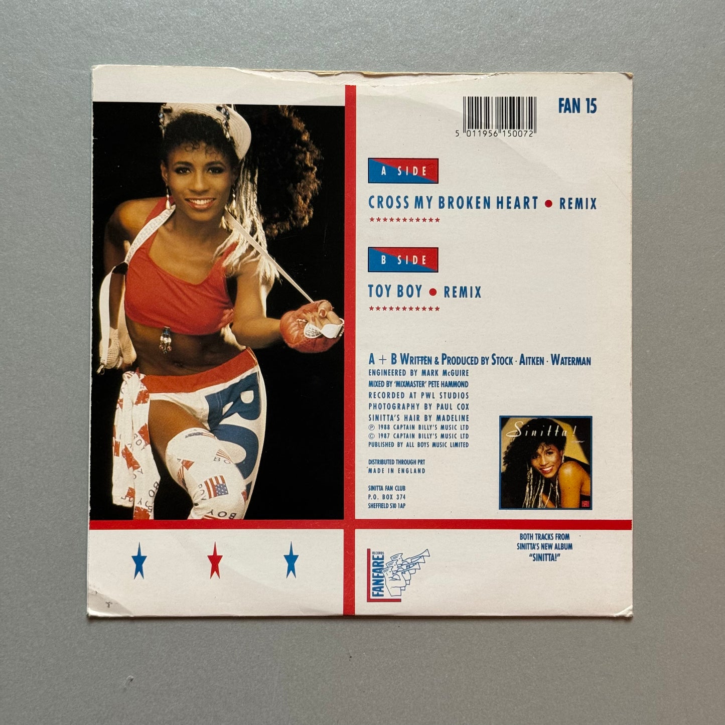 Sinitta Cross My Broken Heart (Remix) UK 7” single