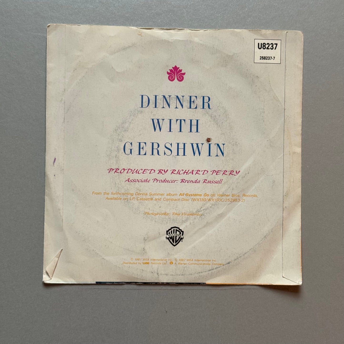 Donna Summer Dinner With Gershwin UK 7” single