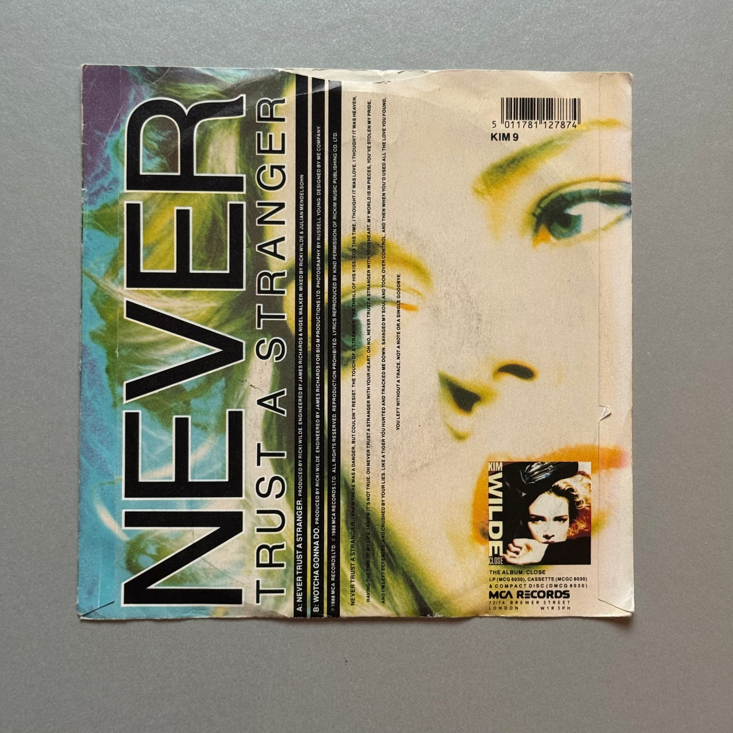Kim Wilde Never Trust a Stranger UK 7” single