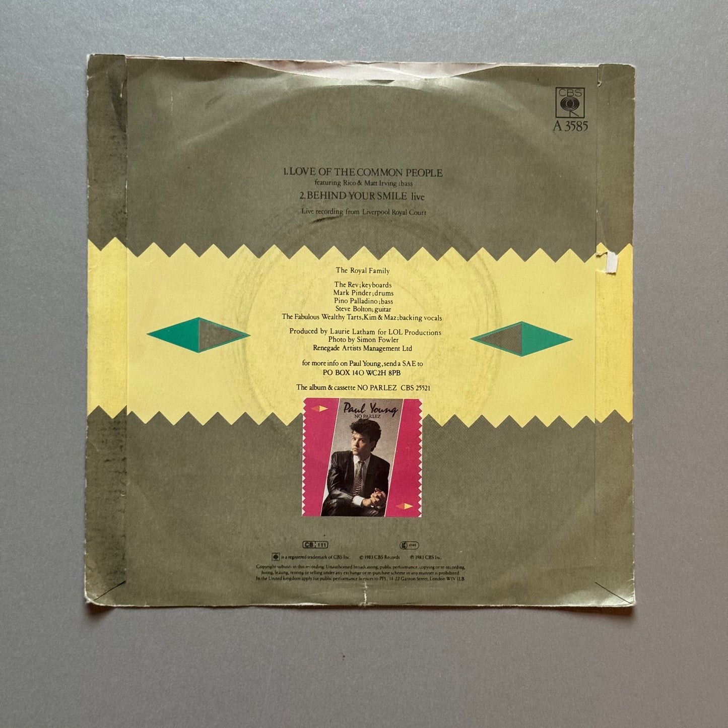 Paul Young Love of the Common People UK 7” single