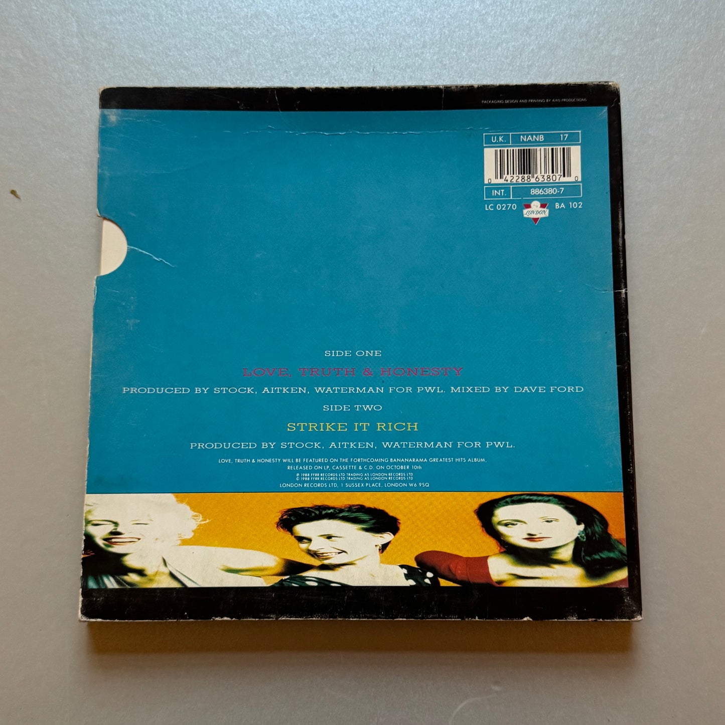 Bananarama Love, Truth and Honesty UK 7” boxed single w/poster and postcards