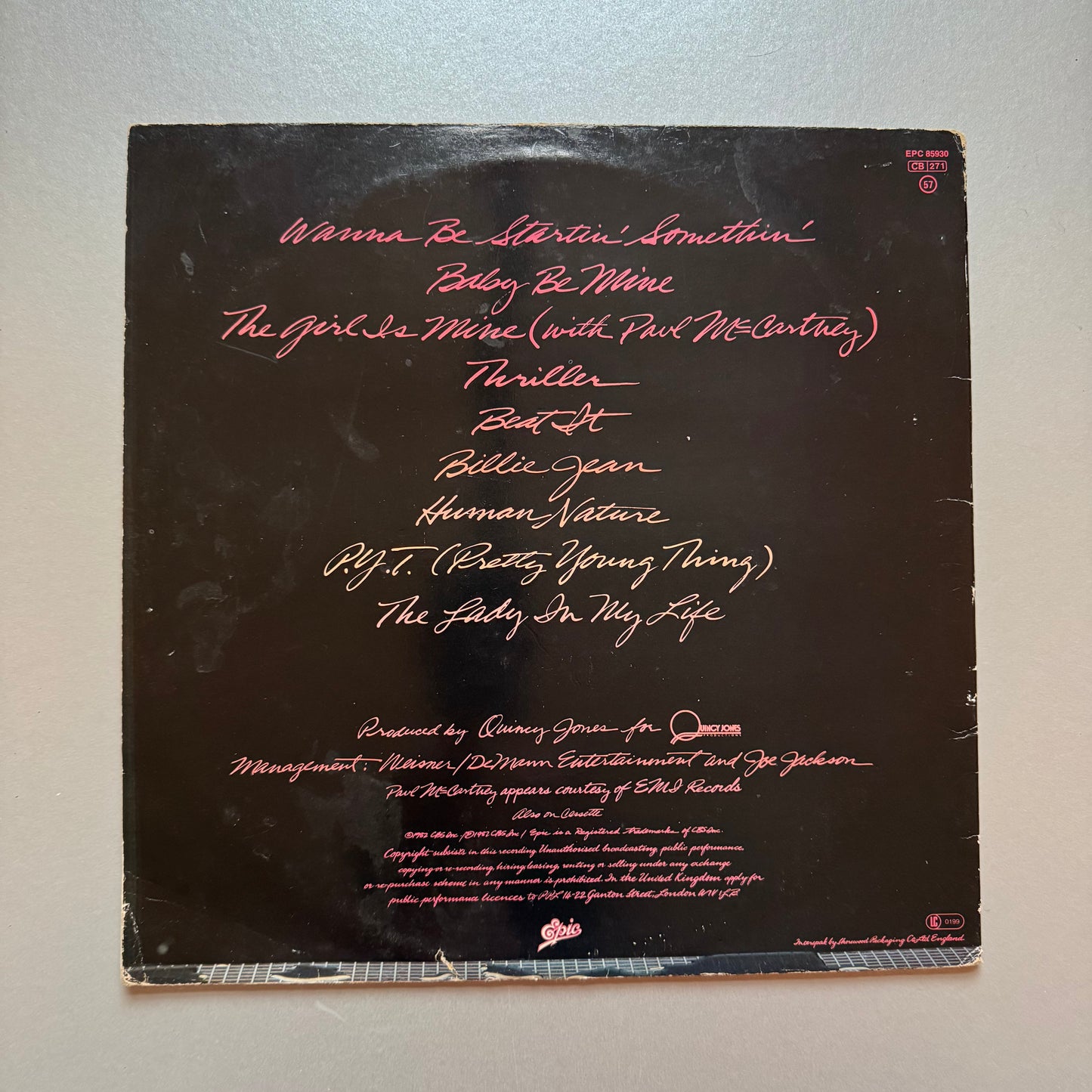 Michael Jackson Thriller UK vinyl LP