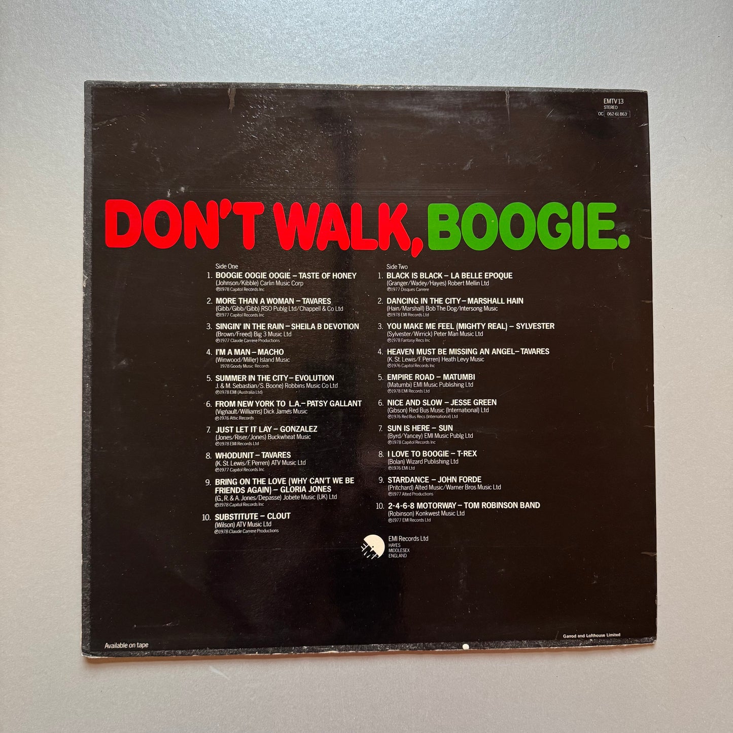 Don't Walk Boogie 20 Great Disco Sounds from EMI  UK vinyl LP
