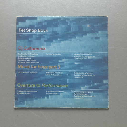 Pet Shop Boys Dj Culturemix UK CD single