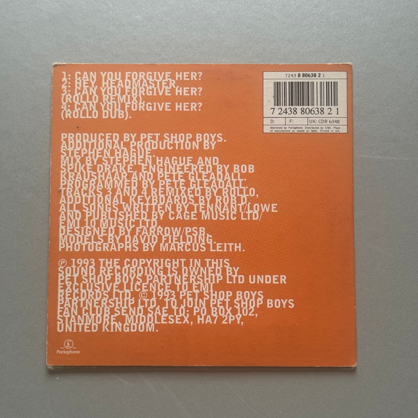 Pet Shop Boys Can You Forgive Her? UK CD1 single