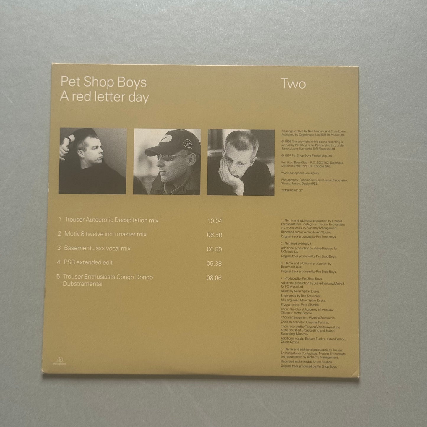 Pet Shop Boys A Red Letter Day UK CD2 single