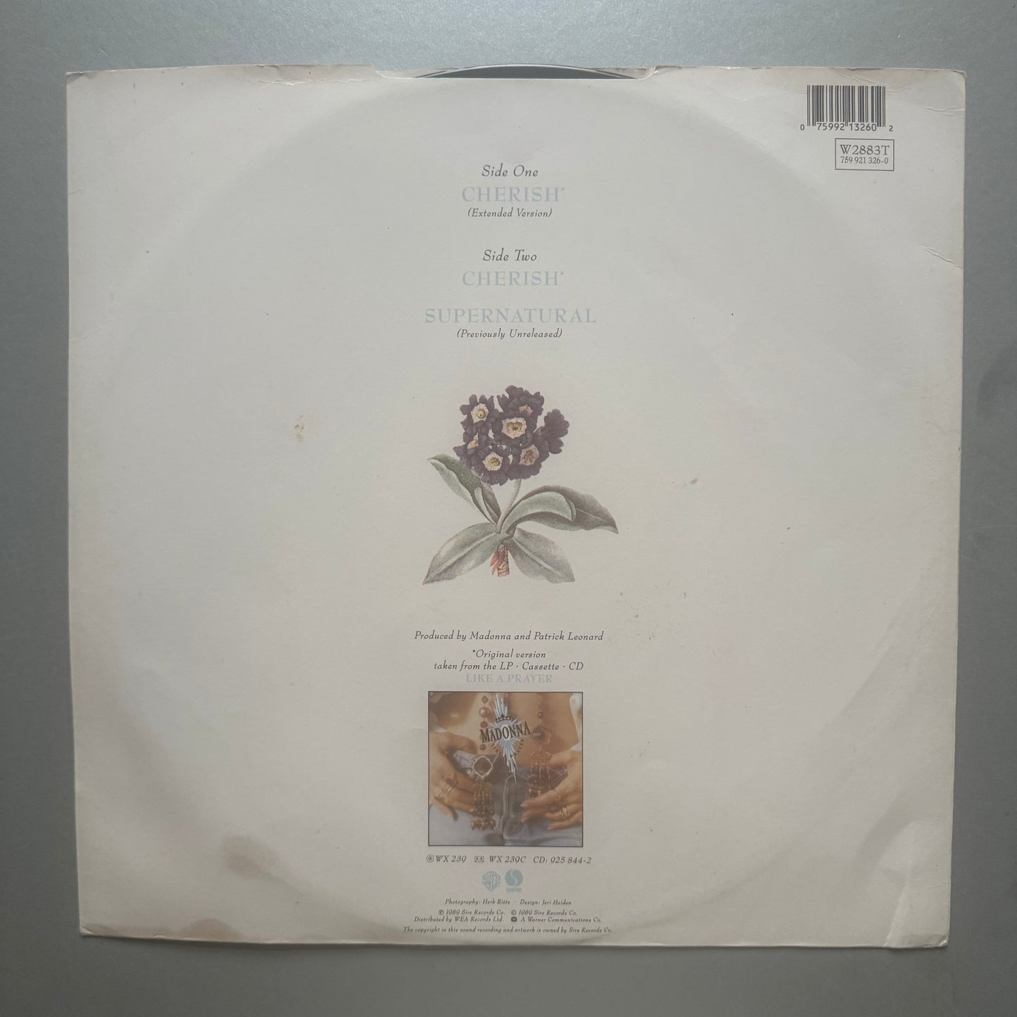Madonna Cherish UK 12” single