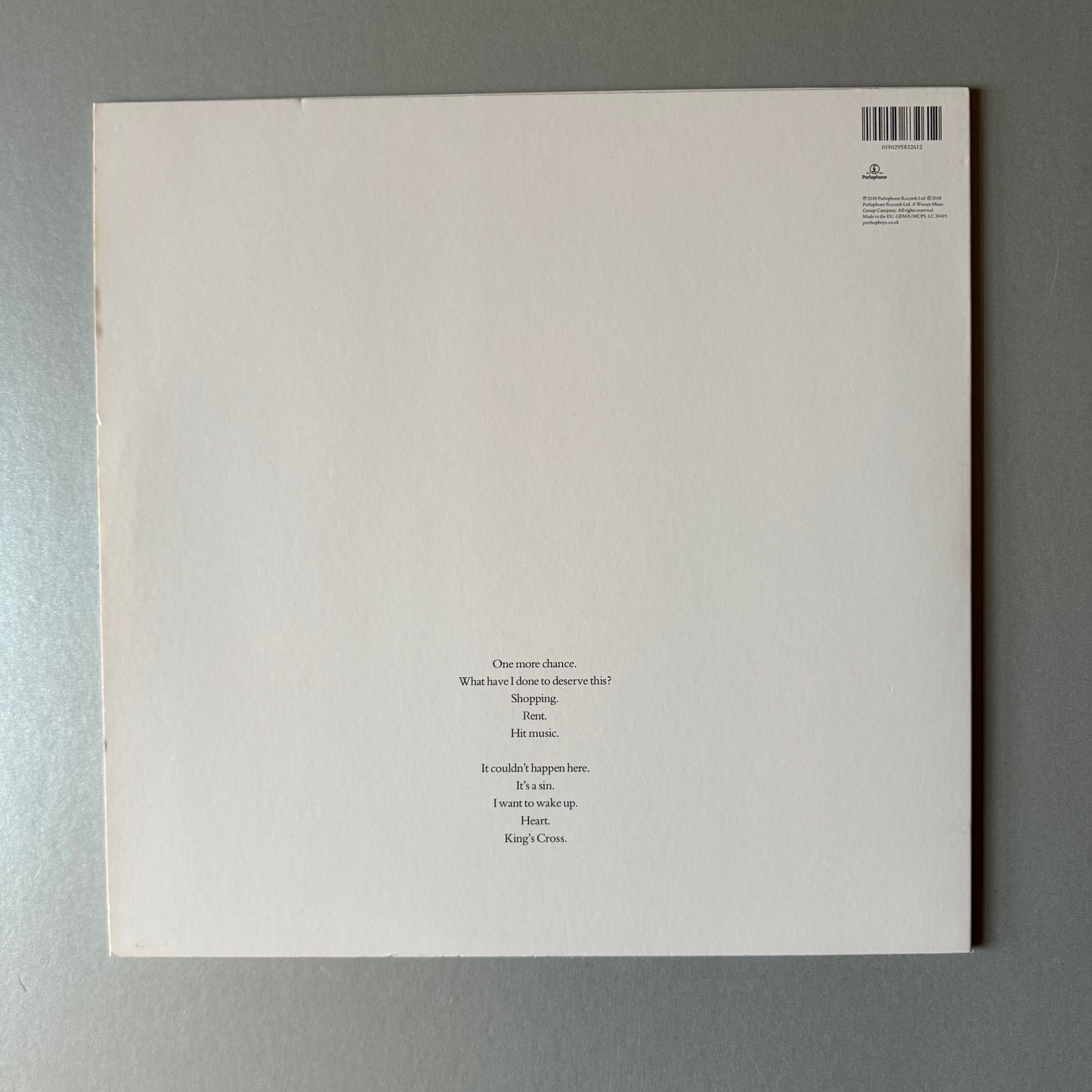 Pet Shop Boys Actually 2018 vinyl remaster LP